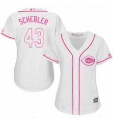 Womens Majestic Cincinnati Reds 43 Scott Schebler Authentic White Fashion Cool Base MLB Jersey 