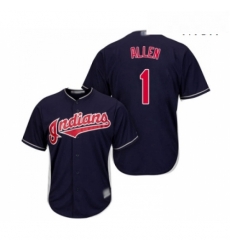 Mens Cleveland Indians 1 Greg Allen Replica Navy Blue Alternate 1 Cool Base Baseball Jersey 