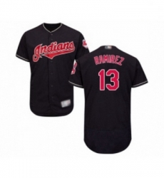 Mens Cleveland Indians 13 Hanley Ramirez Navy Blue Alternate Flex Base Authentic Collection Baseball Jersey