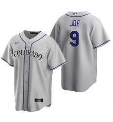 Men Colorado Rockies 9 Connor Joe Grey Stitched Baseball Jerse