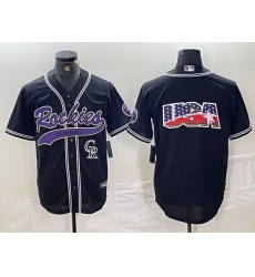 Men Colorado Rockies Black Team Big Logo Cool Base Stitched Baseball JerseyS 2