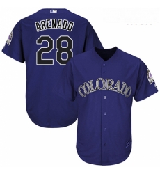 Mens Majestic Colorado Rockies 28 Nolan Arenado Replica Purple Alternate 1 Cool Base MLB Jersey