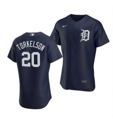 Men Detroit Tigers 20 Spencer Torkelson Navy Flex Base Stitched jersey