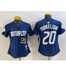 Women Detroit Tigers 20 Spencer Torkelson 2024 Navy City Connect Cool Base Limited Stitched Baseball Jersey 1