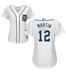 Womens Majestic Detroit Tigers 12 Leonys Martin Authentic White Home Cool Base MLB Jersey 