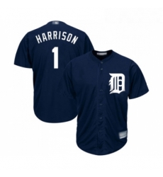 Youth Detroit Tigers 1 Josh Harrison Replica Navy Blue Alternate Cool Base Baseball Jersey 