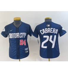 Youth Detroit Tigers 24 Miguel Cabrera 2024 Navy City Connect Cool Base Limited Stitched Baseball Jersey 003