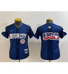 Youth Detroit Tigers Team Big Logo 2024 Navy City Connect Cool Base Limited Stitched jerseys 1