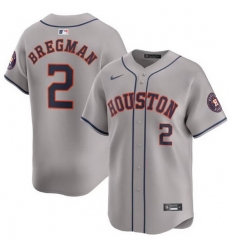 Men Houston Astros 2 Alex Bregman Grey 2024 Away Limited Stitched Baseball Jersey