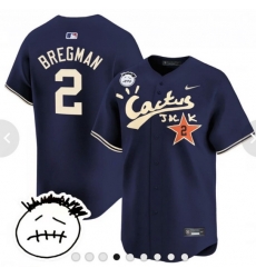 Men Houston Astros 2 Bregman Cactus Jack Vapor Premier Limited Stitched Navy Baseball Jersey