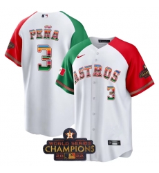 Men Houston Astros 3 Jeremy Pe F1a White Mexico Texas Cool Base Stitched Baseball Jersey