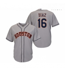 Mens Houston Astros 16 Aledmys Diaz Replica Grey Road Cool Base Baseball Jersey 