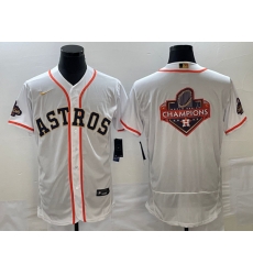 Men's Houston Astros Big Logo 2023 White Gold World Serise Champions Patch Flex Base Stitched Jersey