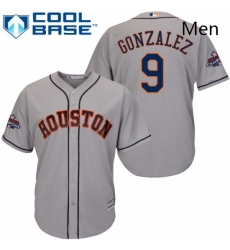 Mens Majestic Houston Astros 9 Marwin Gonzalez Replica Grey Road 2017 World Series Champions Cool Base MLB Jersey 