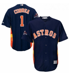 Youth Majestic Houston Astros 1 Carlos Correa Authentic Navy Blue Alternate 2017 World Series Champions Cool Base MLB Jersey