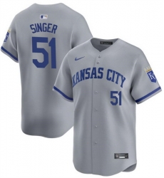 Men Kansas City Royals 51 Brady Singer Grey Away Limited Stitched Baseball Jersey