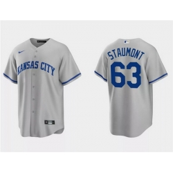 Men Kansas City Royals 63 Josh Staumont Grey Cool Base Stitched Baseball Jersey