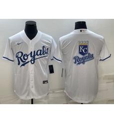 Men Kansas City Royals White Team Big Logo Cool Base Stitched Jersey