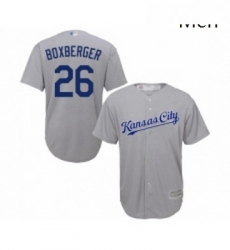 Mens Kansas City Royals 26 Brad Boxberger Replica Grey Road Cool Base Baseball Jersey 