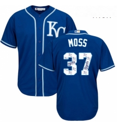 Mens Majestic Kansas City Royals 37 Brandon Moss Blue Authentic Blue Team Logo Fashion Cool Base MLB Jersey