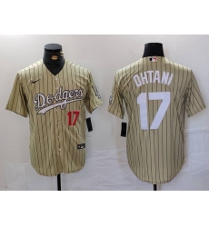 Men Los Angeles Dodgers 17  Shohei Ohtani Cream Cool Base Stitched Jersey 2