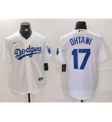 Men Los Angeles Dodgers 17 Shohei Ohtani White Stitched Baseball Jersey