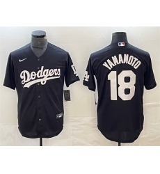 Men Los Angeles Dodgers 18 Yoshinobu Yamamoto Black Cool Base Stitched Jersey