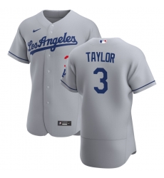 Men Los Angeles Dodgers 3 Chris Taylor Men Nike Gray Road 2020 Flex Base Team MLB Jersey