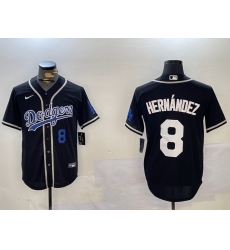 Men Los Angeles Dodgers 8 Enrique Hernandez Black 2024 World Series Cool Base Stitched Baseball Jersey 6