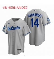 Men Los Angeles Dodgers 8 Enrique Hernandez Gray 2020 World Series Champions Road Replica Jersey