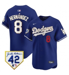 Men Los Angeles Dodgers 8 Enrique Hernandez Royal 2024 Jackie Robinson Patch Stitched Jersey