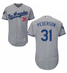 Mens Majestic Los Angeles Dodgers 31 Joc Pederson Grey Road Flex Base Authentic Collection 2018 World Series Jersey