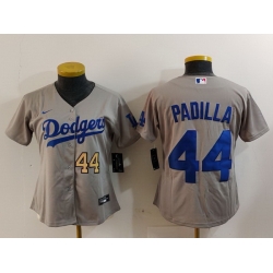 Women Los Angeles Dodgers 44 Vicente Padilla Grey Stitched Jersey  3