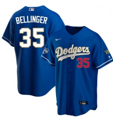 Women Los Angeles Dodgers Cody Bellinger 35 Championship Gold Trim Blue Limited All Stitched Flex Base Jersey