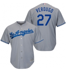 Dodgers #27 Alex Verdugo Grey Cool Base Stitched Youth Baseball Jersey