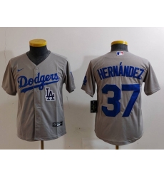 Youth Los Angeles Dodgers 37 Teoscar Hernandez Grey Stitched Baseball Jersey 5