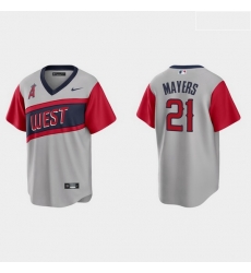 Men Los Angeles Angels 21 Mike Mayers Men Nike Gray 2021 Little League Classic Game MLB Jersey