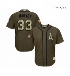 Mens Los Angeles Angels of Anaheim 33 Matt Harvey Authentic Green Salute to Service Baseball Jersey 