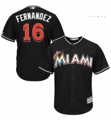 Mens Majestic Miami Marlins 16 Jose Fernandez Replica Black Alternate 2 Cool Base MLB Jersey