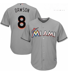 Mens Majestic Miami Marlins 8 Andre Dawson Replica Grey Road Cool Base MLB Jersey