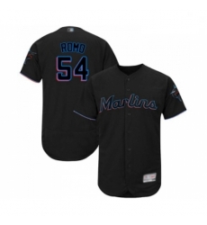 Mens Miami Marlins 54 Sergio Romo Black Alternate Flex Base Authentic Collection Baseball Jersey