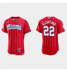 Miami Marlins 22 Sandy Alcantara Men Nike 2021 City Connect Authentic MLB Jersey Red