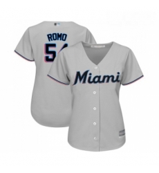 Womens Miami Marlins 54 Sergio Romo Replica Grey Road Cool Base Baseball Jersey 