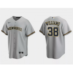 Men Milwaukee Brewers 38 Devin Williams Grey Cool Base Stitched Jersey