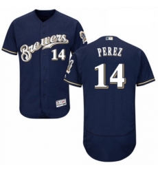 Mens Majestic Milwaukee Brewers 14 Hernan Perez White Alternate Flex Base Authentic Collection MLB Jersey