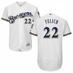 Mens Milwaukee Brewers 22 Christian Yelich White Flexbase Authentic Collection Stitched MLB Jersey