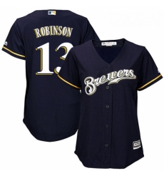 Womens Majestic Milwaukee Brewers 13 Glenn Robinson Authentic Navy Blue Alternate Cool Base MLB Jersey