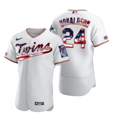 Men Minnesota Twins 24 Josh Donaldson Men Nike White Fluttering USA Flag Limited Edition Flex Base MLB Jersey