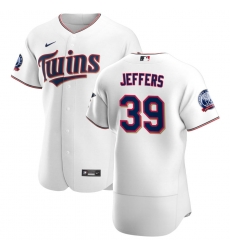 Men Minnesota Twins 39 Ryan Jeffers Men Nike White Home 2020 60th Season Flex Base Team MLB Jersey