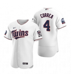 Men Minnesota Twins 4 Carlos Correa White Flex Base Stitched jersey